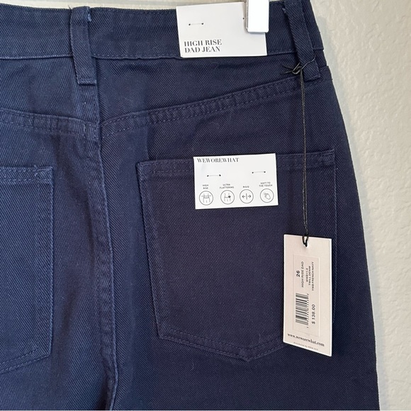 NWT, WeWoreWhat Women’s High Rise Dad Raw Hem Jeans in French Navy, Size 26 - Picture 5 of 12